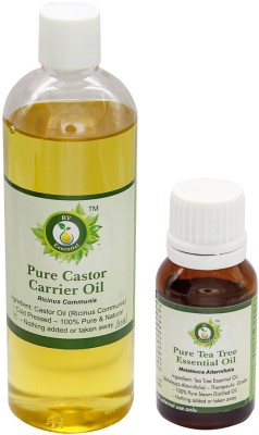 Flipkart - R V Essential Castor Carrier Oil (200ml) and Tea Tree Essential Oil (30ml)- 100% Pure & Natural(230 ml)