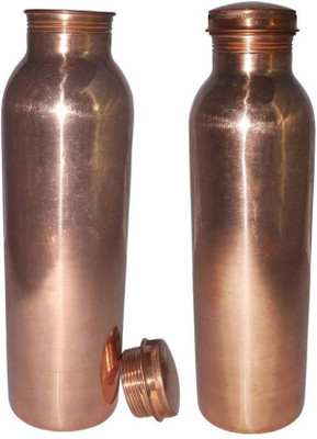 AJS JOINTLESS COPPER BOTTLE 1000 ml Bottle(Pack of 2, Brown, Copper)