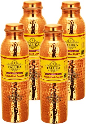 TALUKA Pure Copper Handmade Quality Set Of 4 Hammered Copper Bottle Water Bottle Ayurveda Health Benefits Copper Bottle 1000 ML 4000 ml Bottle(Pack of 4, Brown, Copper)