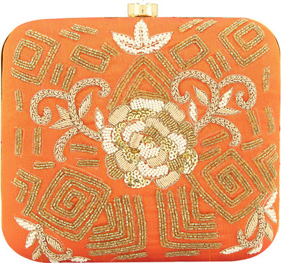 

D'oro Party Orange Clutch