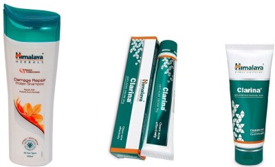 

Himalaya Herbal damage repair protein Shampoo (400 ml)with clarina cream and face wash(Set of)