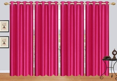 iDOLESHOP 274.5 cm (9 ft) Polyester Long Door Curtain (Pack Of 4)(Solid, Pink)