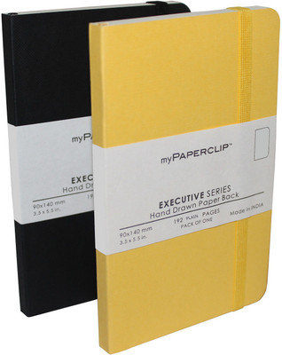 

Mypaperclip Pocket-size Notebook(192 Plain Pages Executive Series, Black-Yellow, Pack of 2)