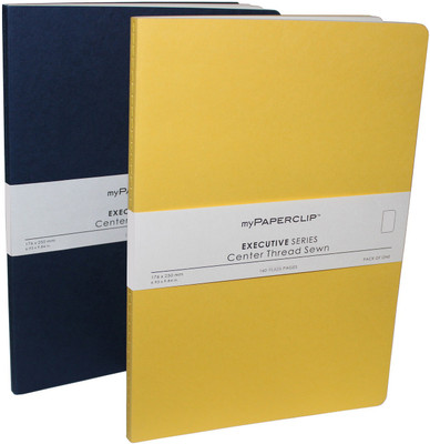

Mypaperclip B5 Notebook(160 Plain Pages Executive Series, Blue-Yellow, Pack of 2)
