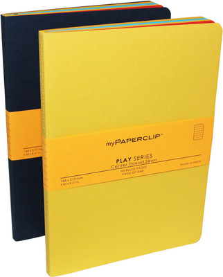 

Mypaperclip A5 Notebook(192 Ruled Pages Executive Series, Blue-Yellow, Pack of 2)
