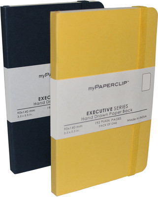 

Mypaperclip Pocket-size Notebook(192 Plain Pages Executive Series, Blue-Yellow, Pack of 2)