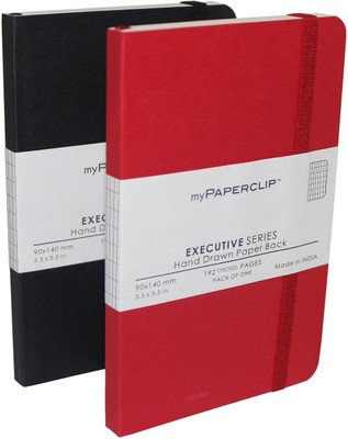 

Mypaperclip Pocket-size Notebook(192 Checked Pages Executive Series, Black-Red, Pack of 2)
