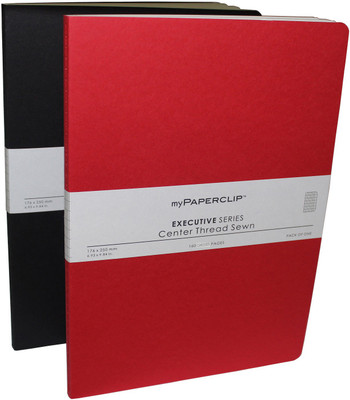 

Mypaperclip B5 Notebook(160 Checked Pages Executive Series, Black-Red, Pack of 2)
