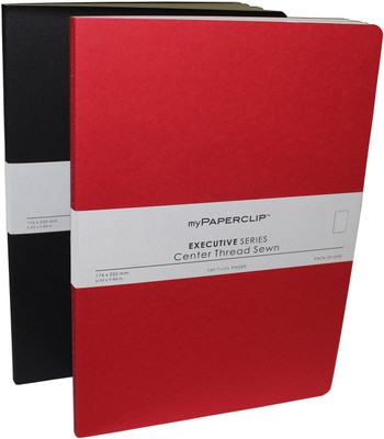 

Mypaperclip B5 Notebook(160 Plain Pages Executive Series, Black-Red, Pack of 2)