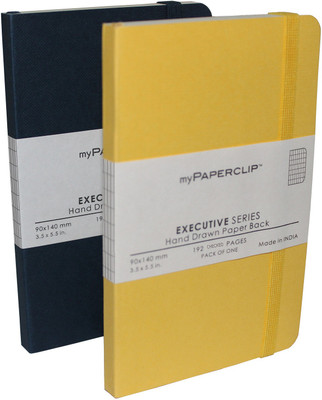 

Mypaperclip Pocket-size Notebook(192 Checked Pages Executive Series, Blue-Yellow, Pack of 2)