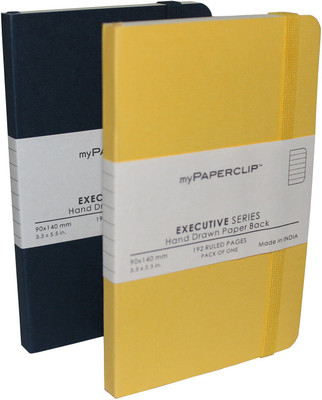 

Mypaperclip Pocket-size Notebook(192 Ruled Pages Executive Series, Blue-Yellow, Pack of 2)