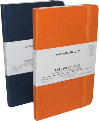 

Mypaperclip Pocket-size Notebook(192 Checked Pages Executive Series, Blue-Orange, Pack of 2)