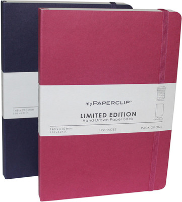 

Mypaperclip A5 Notebook(192 Checked Pages Executive Series, Aubergine-Raspberry, Pack of 2)