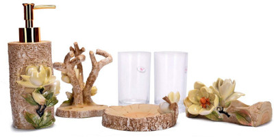 Scrafts Cream Round Bathroom Marble Bathroom Set(Pack of 1)