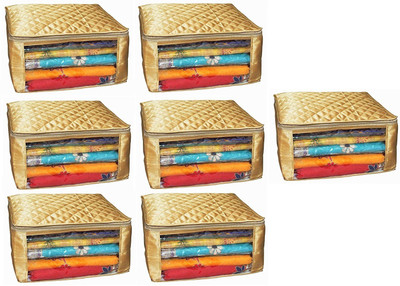 

Addyz Plain Pack of 7 Pisces Plain Large Satin Saree Salwar Suit Kamiz Cover Storage Bag Storage Bag(Gold)