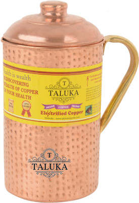 

Taluka ( 4" x 9" Inches approx ) Pure Hand Made Best Quality Hammered Copper Jug For Water Drinking 100% Pure Copper Jug Pitcher Capacity 2000 ml Water Storage Serving Drinking Water | Home Hotel Restaurant Tableware Drinkware (2.0 Liter) Water Jug(2 L)