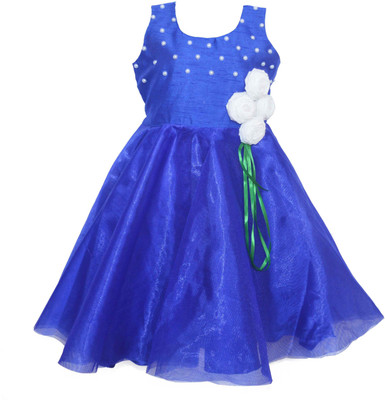 

MVD Fashion Girls Midi/Knee Length Party Dress(Blue, Sleeveless