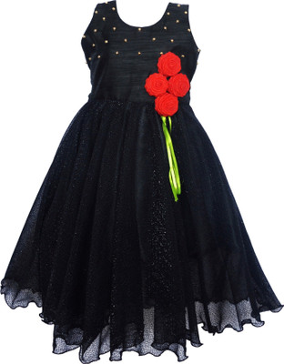MVD Fashion Girls Maxi/Full Length Party Dress(Black, Sleeveless