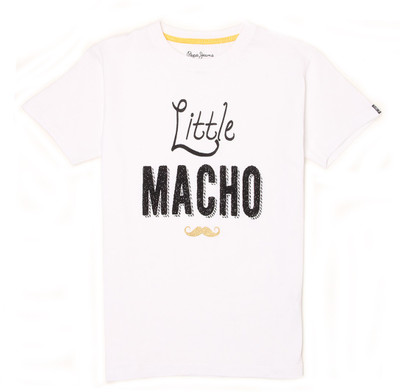

Pepe Jeans Boys Graphic Print Cotton T Shirt(White, Pack of 1