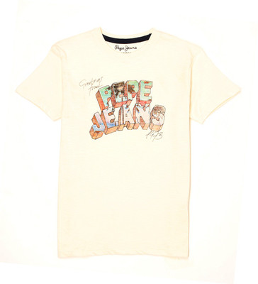

Pepe Jeans Boys Graphic Print Cotton T Shirt(Yellow, Pack of 1, Ecru