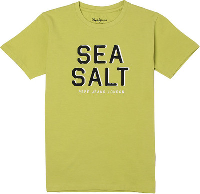 

Pepe Jeans Boys Graphic Print Cotton T Shirt(Green, Pack of 1, Lime
