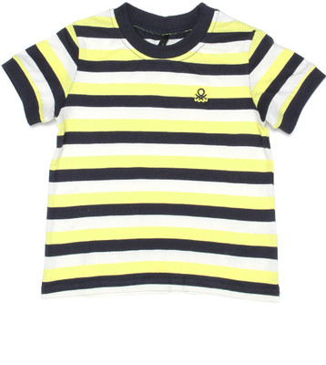

United Colors of Benetton Boys Striped Cotton T Shirt(Dark Blue, Pack of 1, 901
