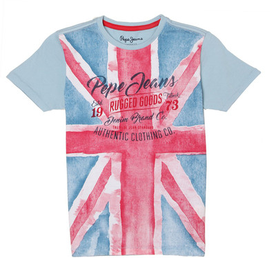 

Pepe Jeans Boys Graphic Print Cotton T Shirt(Multicolor, Pack of 1, Sky