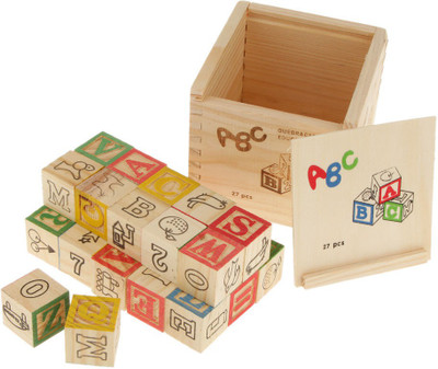 

Alria Educational Essentials ABC 123 Wooden Blocks Letters Numbers with Box Storage Case (27 Pieces) for Kids Babies Toddlers(Multicolor)