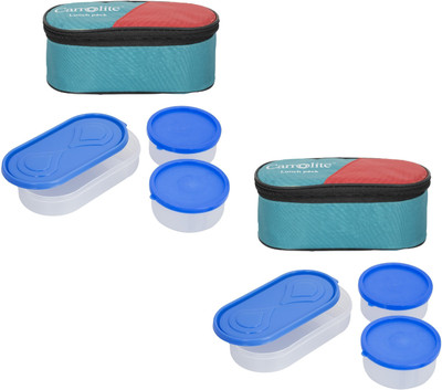 

Carrolite Combo Century large Green Plastic 6 Containers Lunch Box(1300 ml), Multicolor