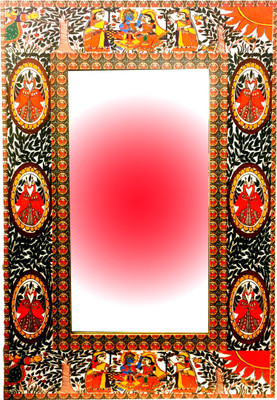 

Akanksha Arts Madhubani Large 2 Decorative Mirror(Rectangle)