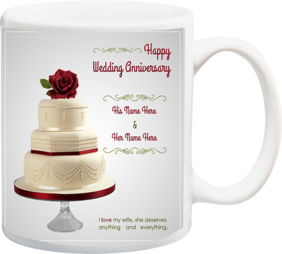 

ME&YOU Gift For wifey;Happy Wedding Annivarsery His is here I Love my Wife Rose HD Printed Ceramic Mug(325 ml), Multicolor