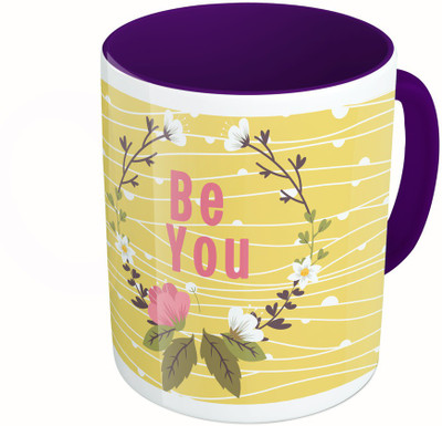 

MiiCreations Printed Two Tone Blue And White Be You Ceramic Mug(325 ml), Multicolor