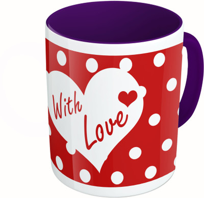 

MiiCreations Printed Two Tone Blue And White With love Ceramic Mug(325 ml), Multicolor
