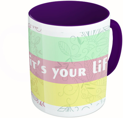 

MiiCreations Printed Two Tone Blue And White It's Your Life Ceramic Mug(325 ml), Multicolor