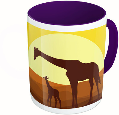 

MiiCreations Printed Two Tone Blue And White Camel Ceramic Mug(325 ml), Multicolor