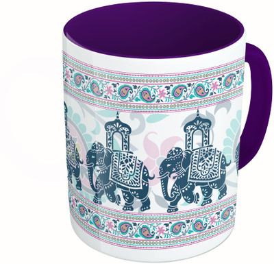 

MiiCreations Printed Two Tone Blue And White Madhubani Paintings Ceramic Mug(325 ml), Multicolor