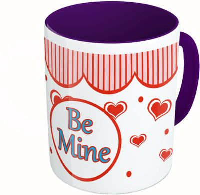

MiiCreations Printed Two Tone Blue And White Be Mine Ceramic Mug(325 ml), Multicolor
