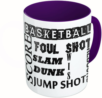 

MiiCreations Printed Two Tone Blue And White Basketball quotations Ceramic Mug(325 ml), Multicolor