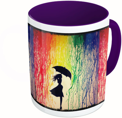 

MiiCreations Printed Two Tone Blue And White Colourful Painting Ceramic Mug(325 ml), Multicolor