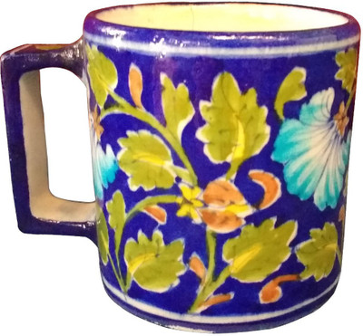 

Shilpbazaar angled Pottery Mug(150 ml), Blue