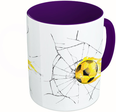 

MiiCreations Printed Two Tone Blue And White Football Ceramic Mug(325 ml), Multicolor