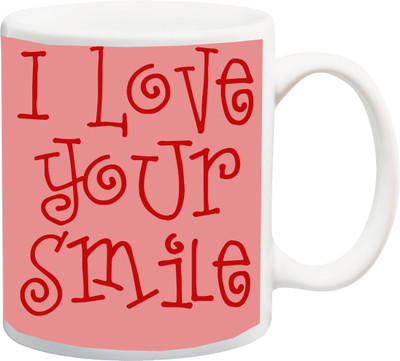 

ME&YOU Gift for Husband/Wife/Boyfriend/Girlfriend/lover;I Love Your Smale Red HD Print Ceramic Mug(325 ml), Multicolor