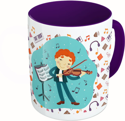 

MiiCreations Printed Two Tone Blue And White Music Ceramic Mug(325 ml), Multicolor