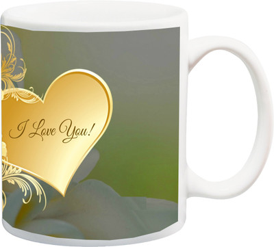 

ME&YOU Gift for Husband/Wife/Boyfriend/Girlfriend/lover;I Love Your Yollow Rose HD Print Ceramic Mug(325 ml), Multicolor
