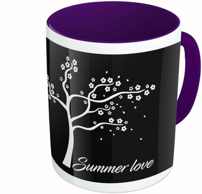 

MiiCreations Printed Two Tone Blue And White Summer Love Ceramic Mug(325 ml), Multicolor