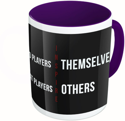 

MiiCreations Printed Two Tone Blue And White Good Players Inspire Themselves, Great Players Inspire Others Ceramic Mug(325 ml), Multicolor