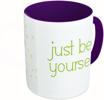 

MiiCreations Printed Two Tone Blue And White Just Be Yourself Ceramic Mug(325 ml), Multicolor
