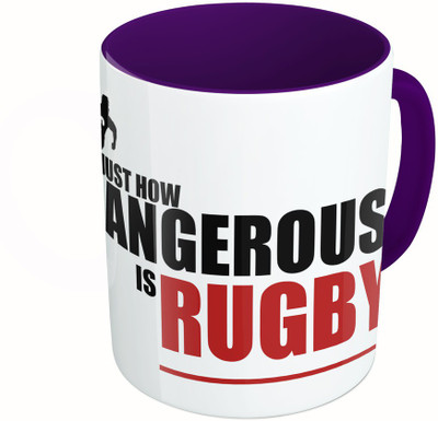 

MiiCreations Printed Two Tone Blue And White Just How Dangerous Is Rugby Ceramic Mug(325 ml), Multicolor