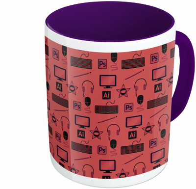 

MiiCreations Printed Two Tone Blue And White Graphics Ceramic Mug(325 ml), Multicolor