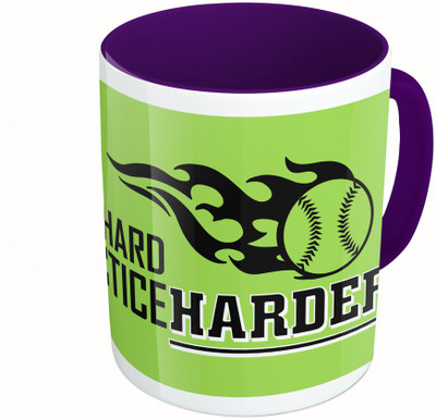 

MiiCreations Printed Two Tone Blue And White Play Hard Practice Harder Ceramic Mug(325 ml), Multicolor
